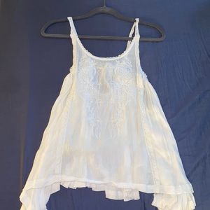 Free people embroidered white tank top